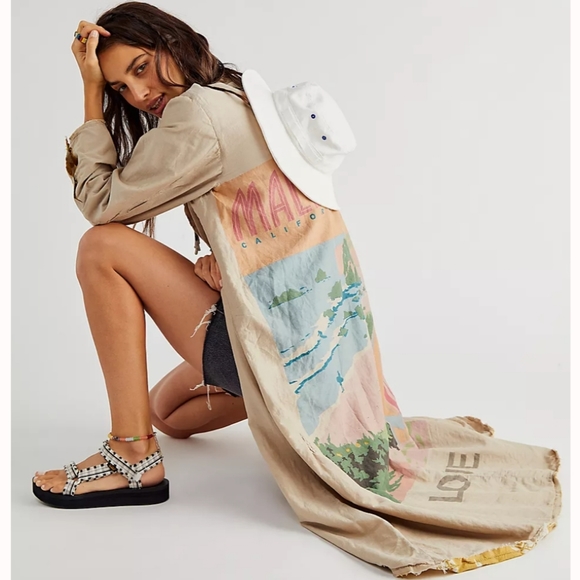 New Magnolia Pearl Emery Pineapple Coat Beverly OS trenchcoat artist smock surf - Picture 7 of 17